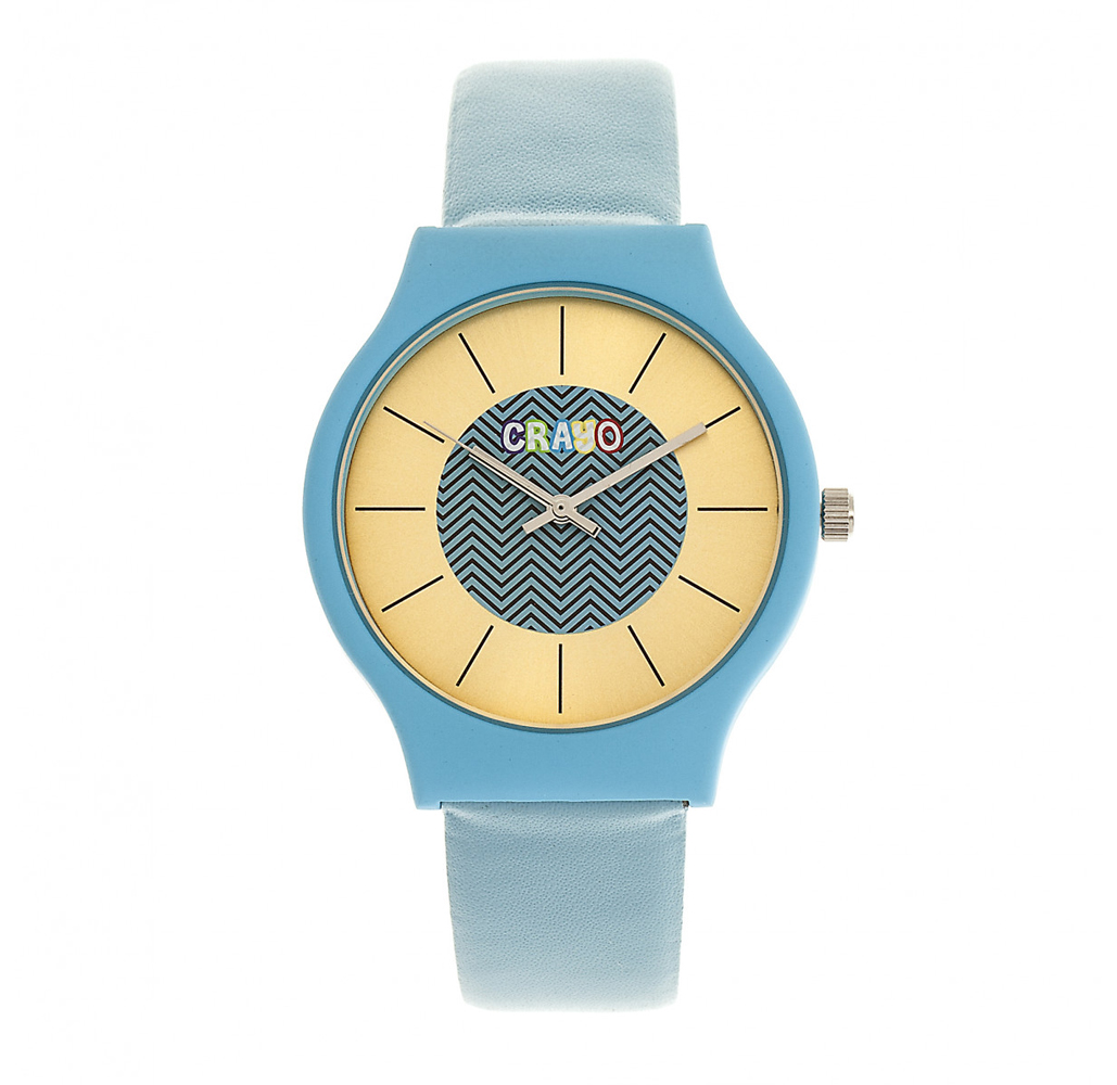 Crayo Trinity Unisex Leatherette Strap Watch - Blue