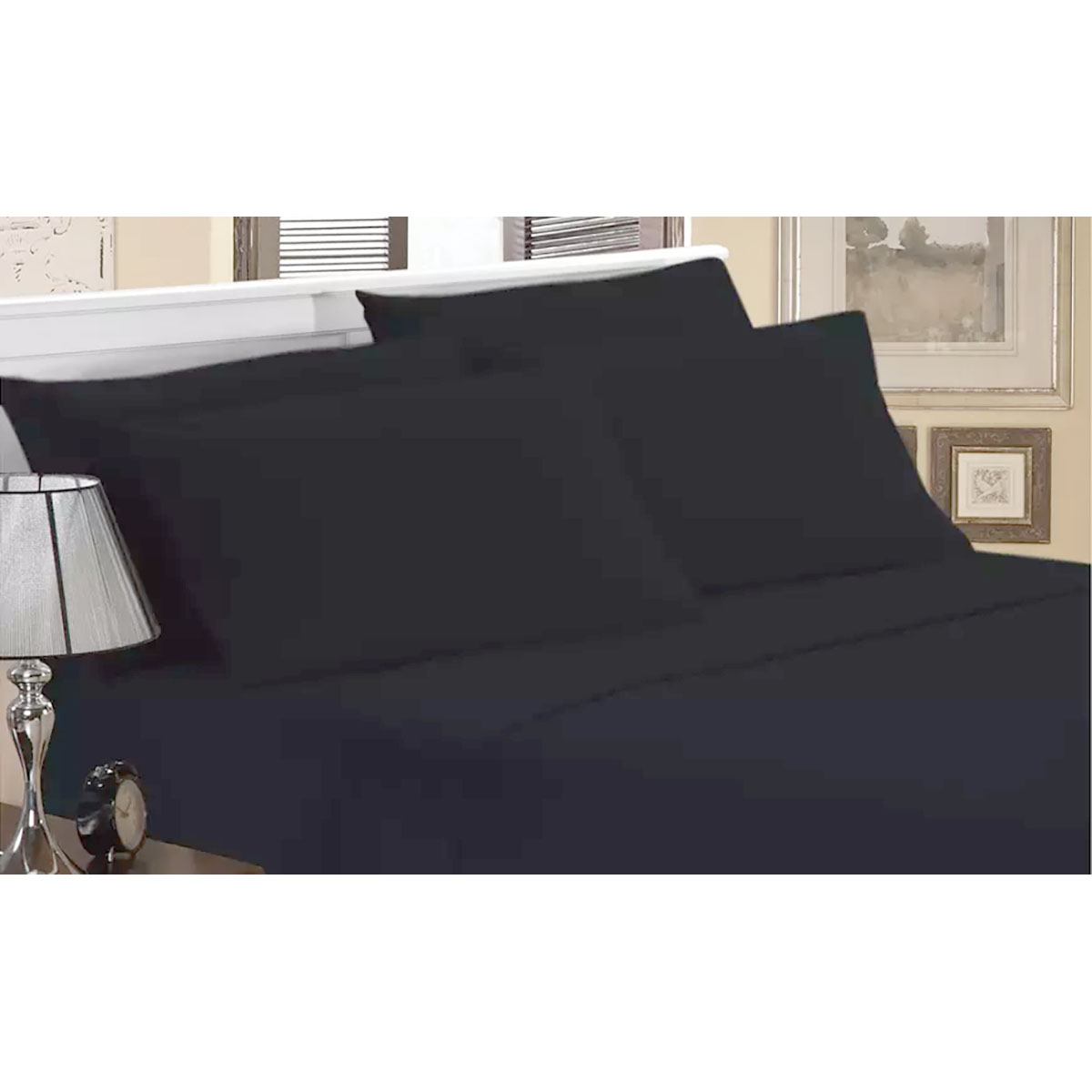 Luxury Home Ultra-Soft Bamboo-Blend Sheets - Twin - Black