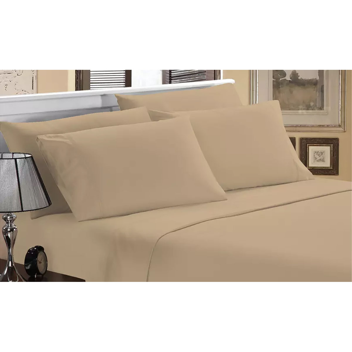 Luxury Home Ultra-Soft Bamboo-Blend Sheets - King - Cream