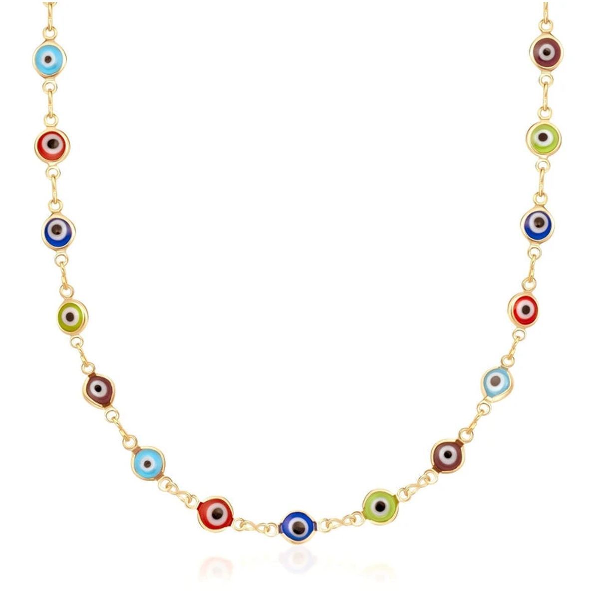 18-Inch 18K-Gold-Filled Evil Eye Necklace - Multi-Color