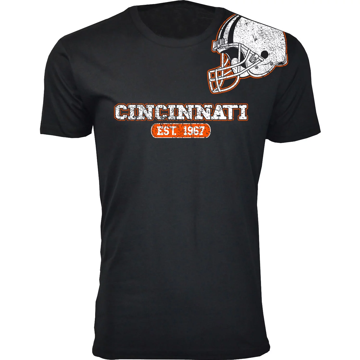 Men's Football Team Helmet Cotton T-Shirt - Cincinnati / Black / XLarge