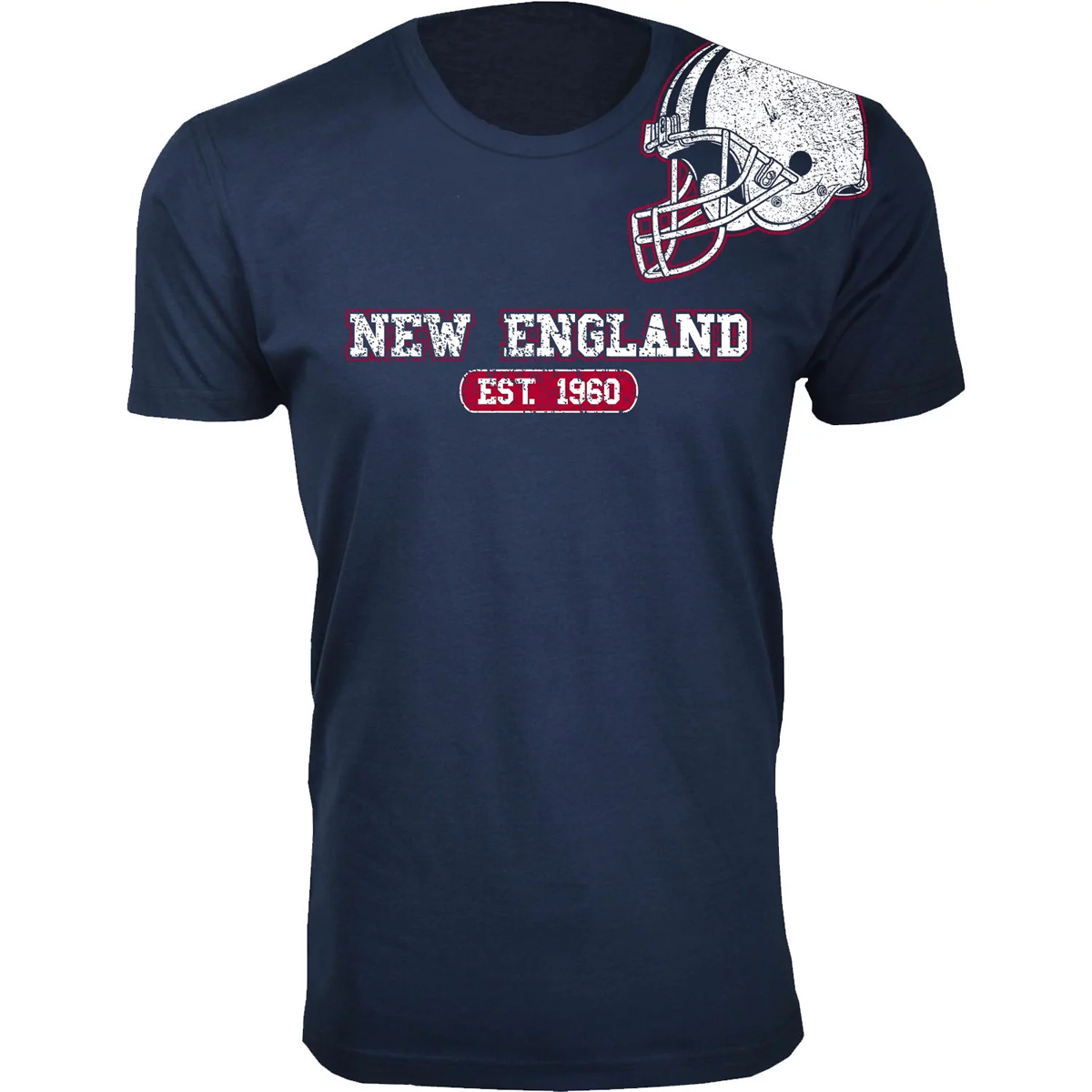 Men's Football Team Helmet Cotton T-Shirt - New England / Navy / Medium