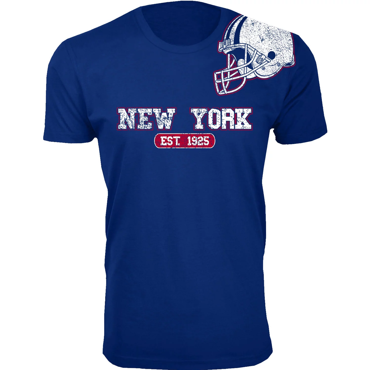Men's Football Team Helmet Cotton T-Shirt - New York / Royal Blue / 2XLarge
