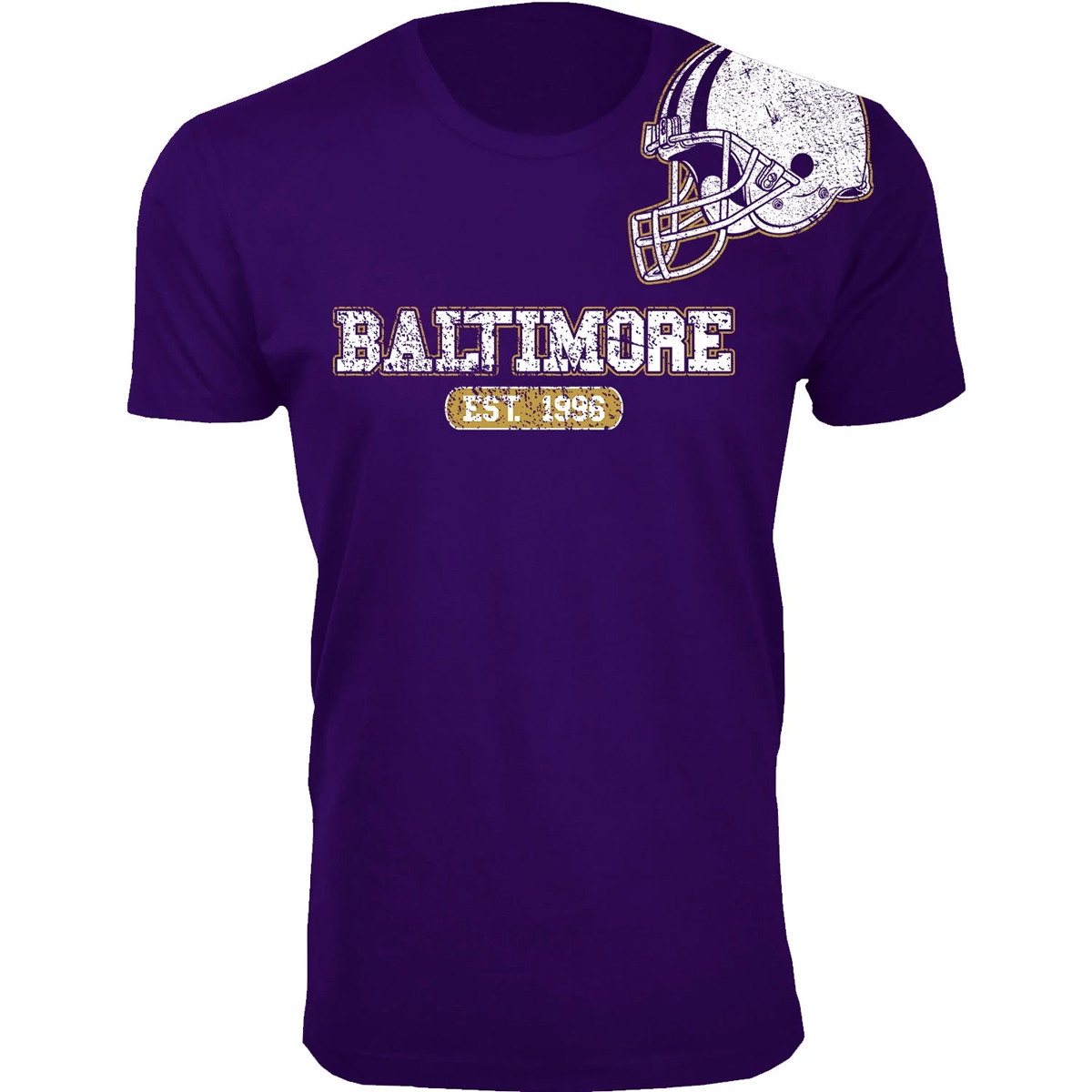 Men's Football Team Helmet Cotton T-Shirt - Baltimore / Purple / XLarge