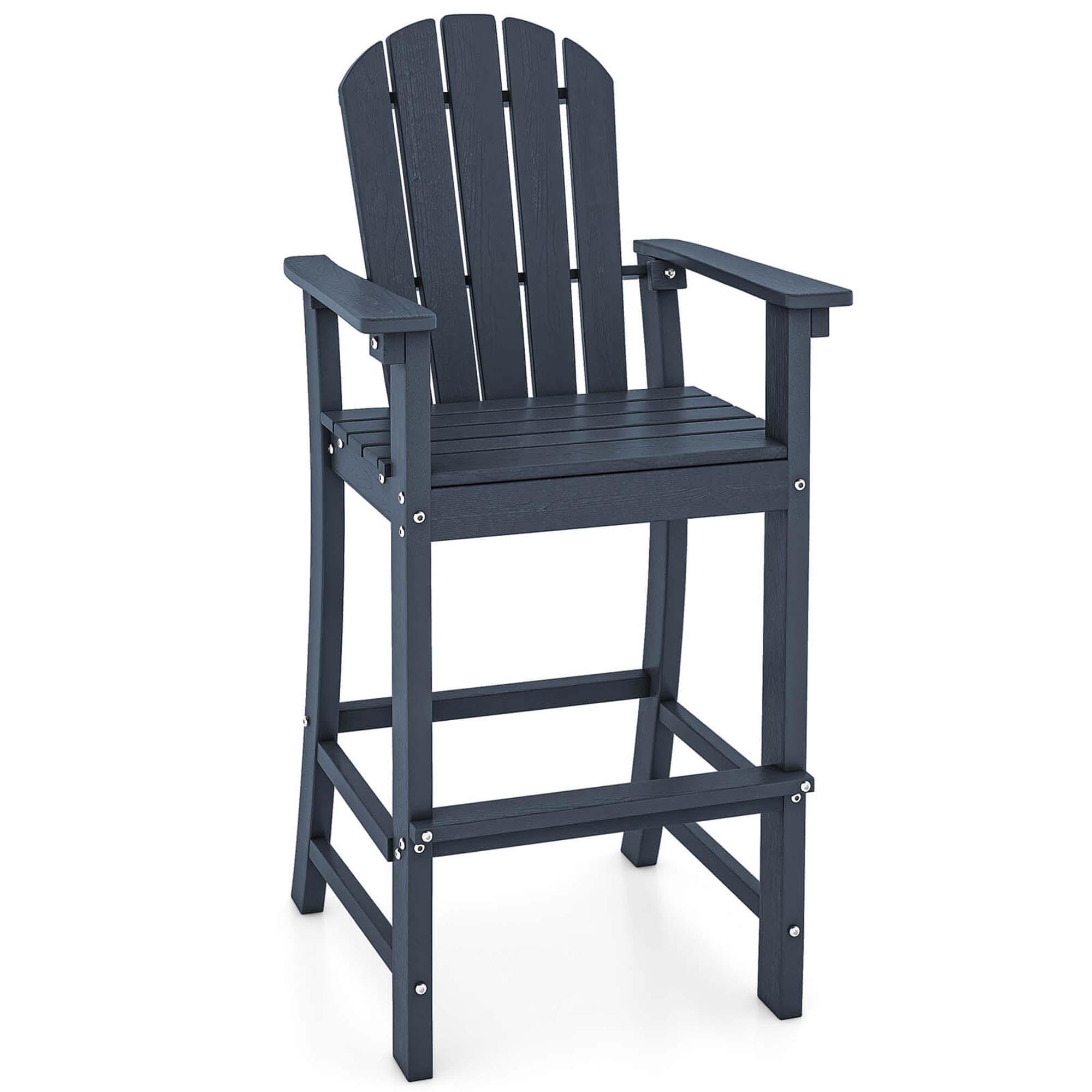 Outdoor HDPE Bar-Height Patio Chair - Navy