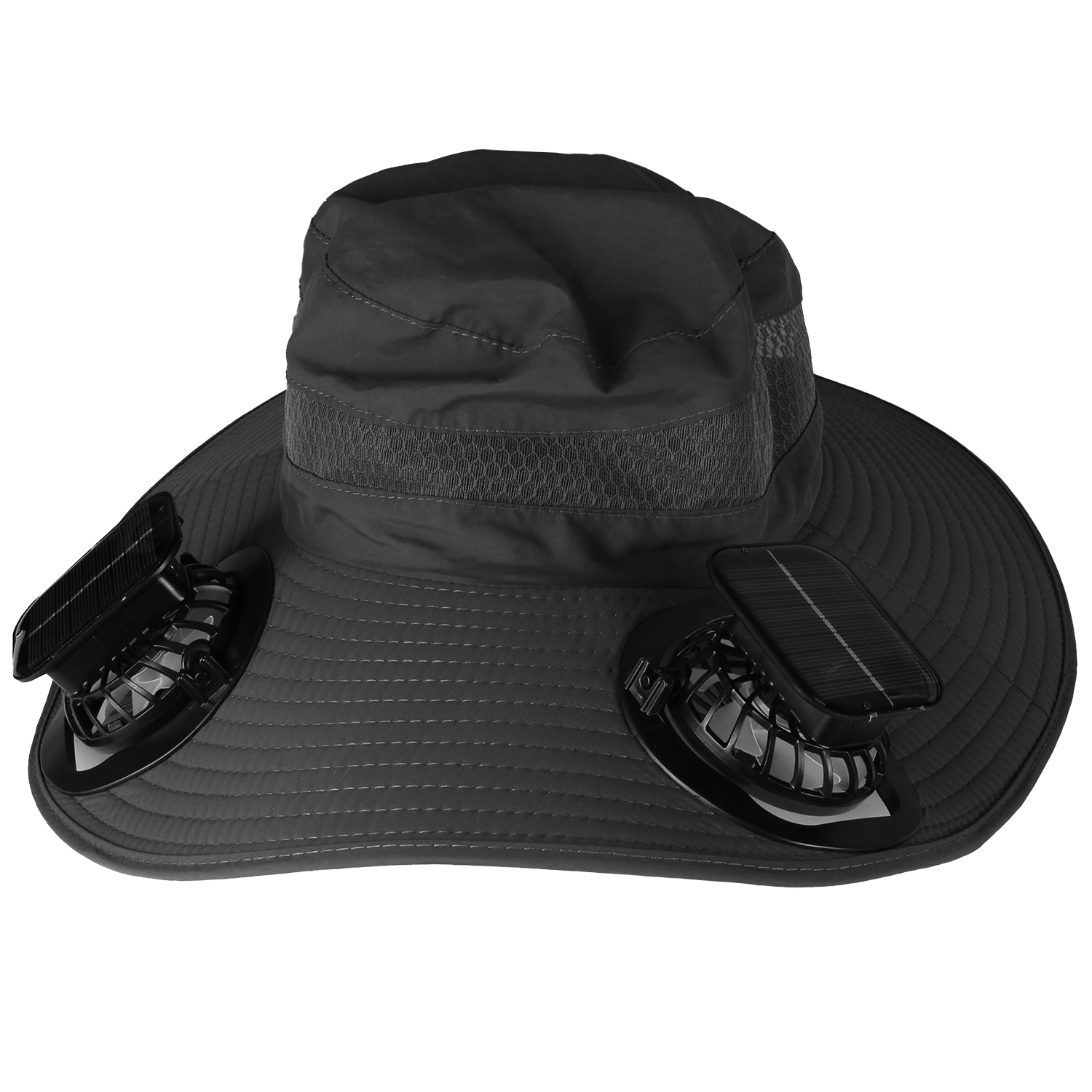 LakeForest® Wide Brim Fishing Hat with Solar Fans - LakeForest Wide Brim Hat w Solar Fan BLK