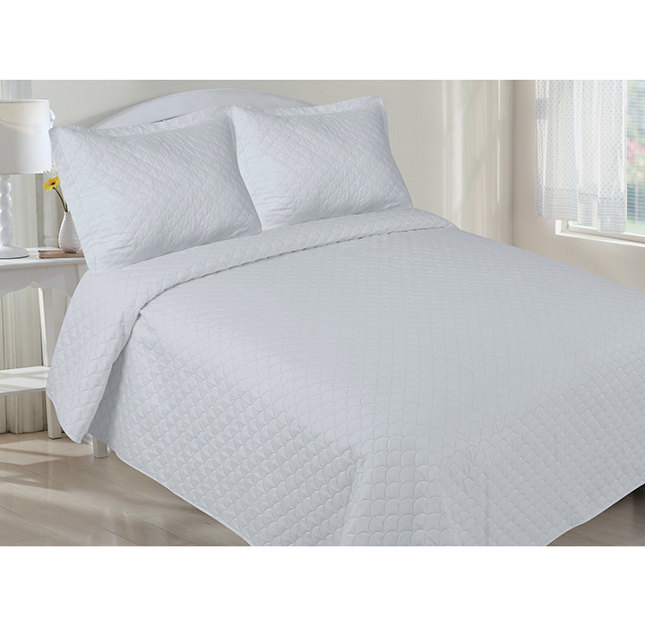 Microfiber Pinsonic Shells Quilt Set - Twin - Grey