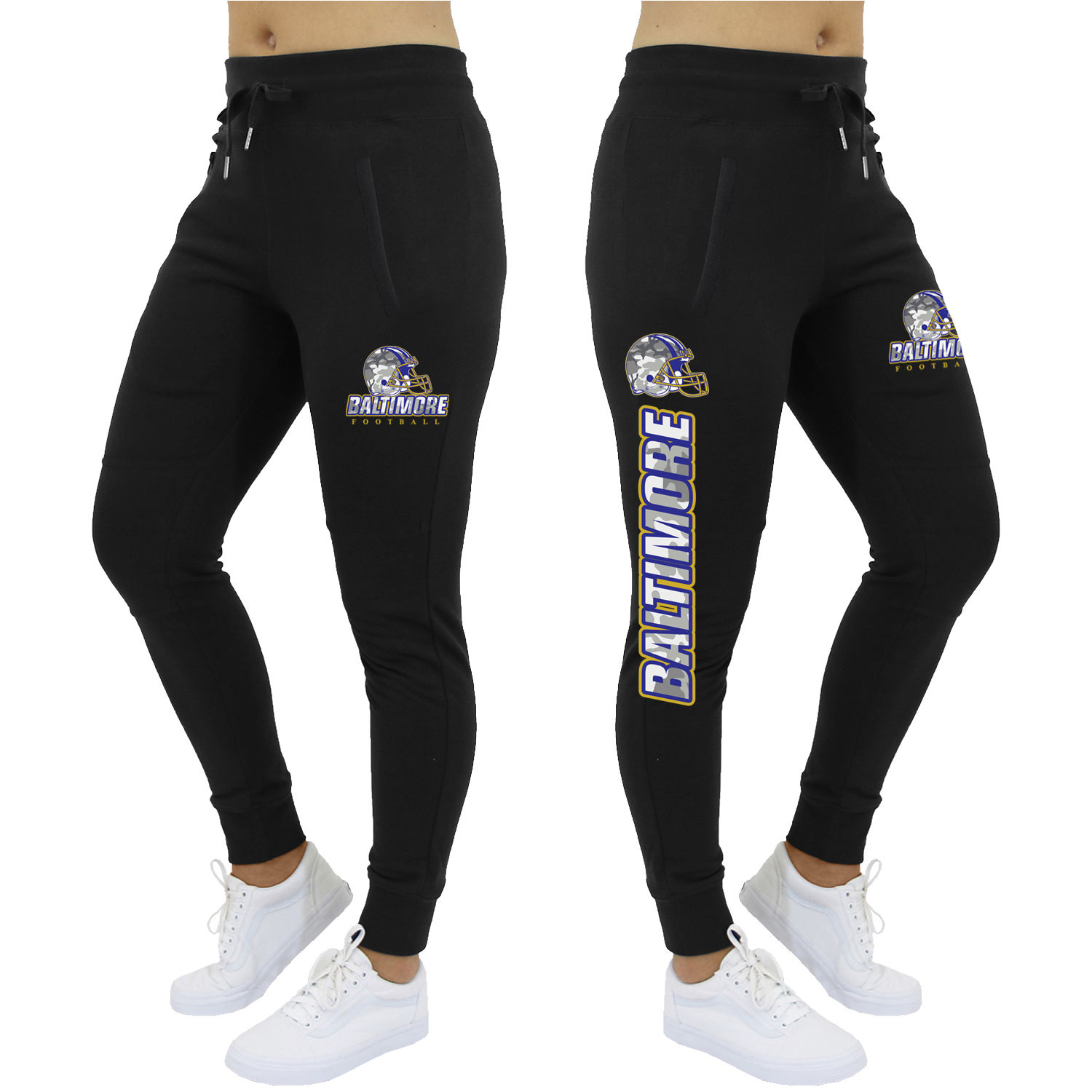Women's Camo Football Jogger Sweatpants - Baltimore - Black / S