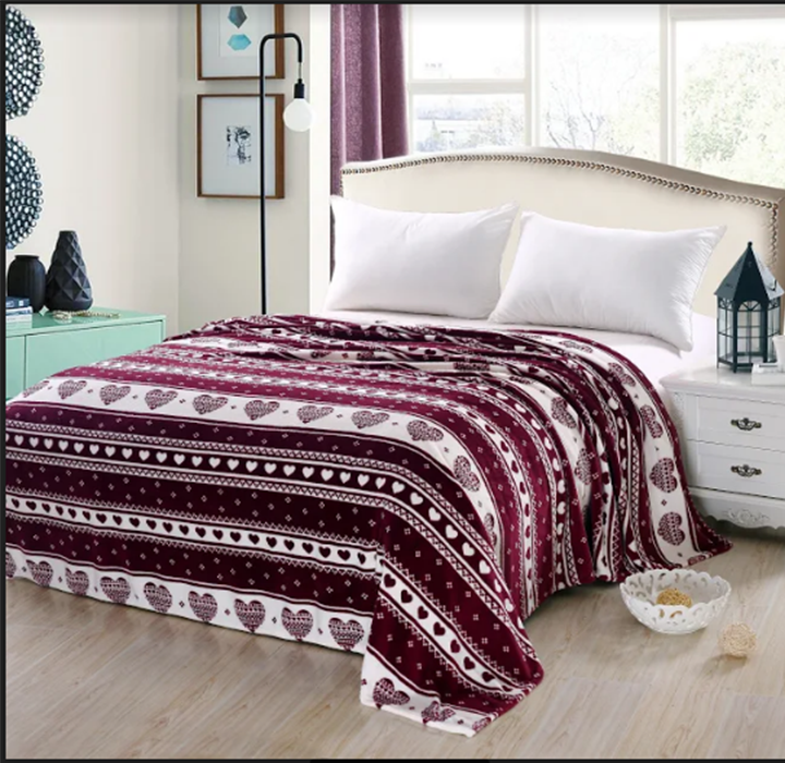 Heartfelt Microplush Blanket - FULL - BURGUNDY