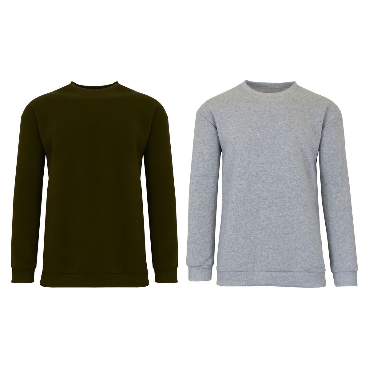 Men's Crew Neck Fleece-Lined Pullover Sweater (1 to 3-Pack) - 2X-Large = Olive/Heather Grey