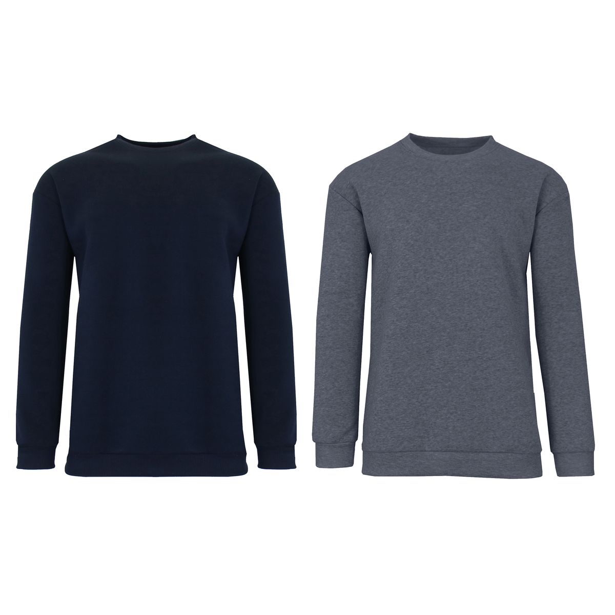 Men's Crew Neck Fleece-Lined Pullover Sweater (1 to 3-Pack) - Large - Navy/Charcoal
