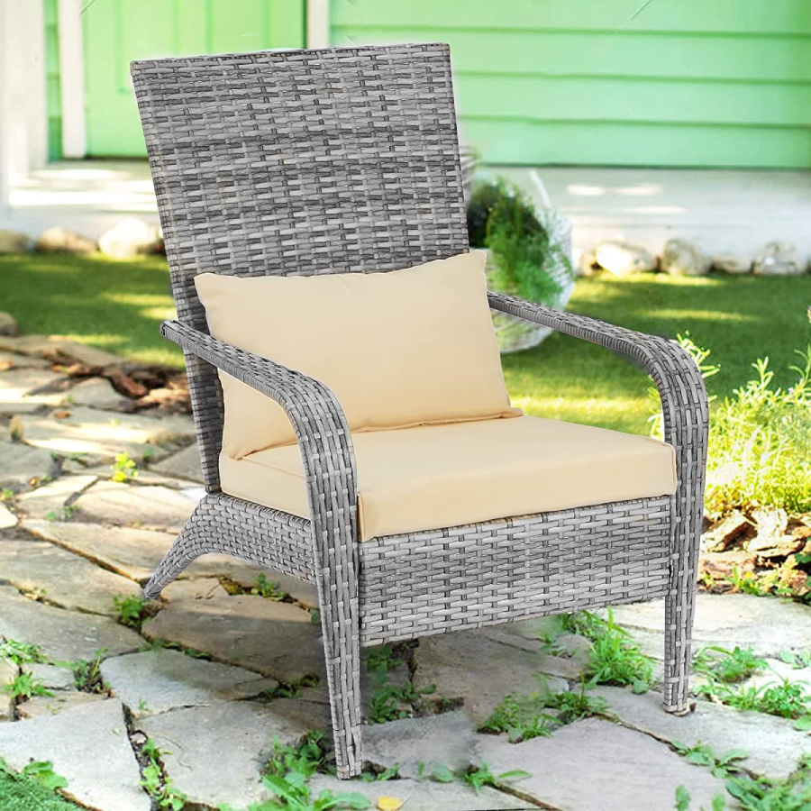 Outdoor Rattan Adirondack Chair (1- or 2-Pack) - Grey-1 Pack