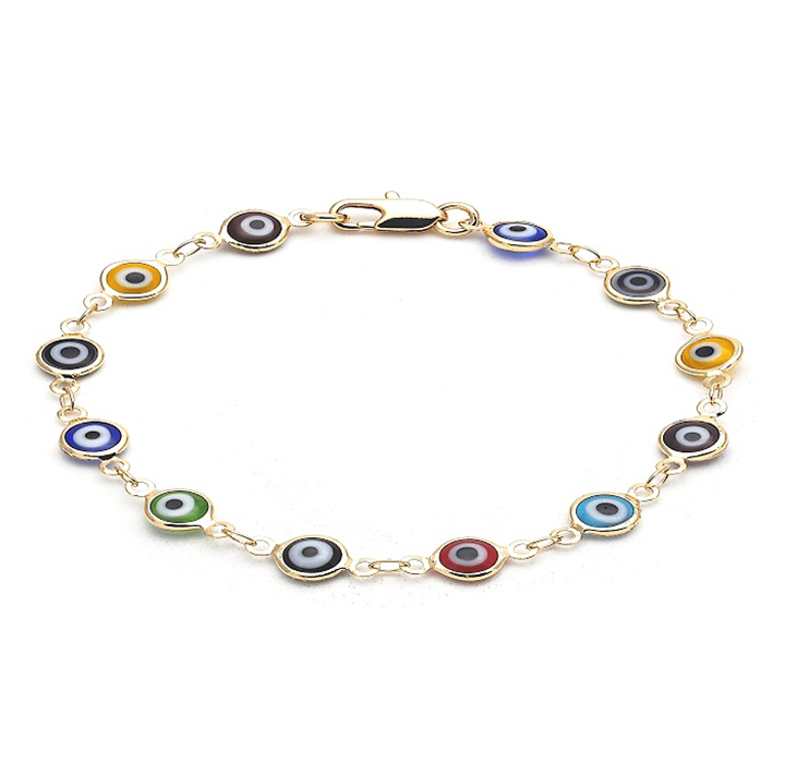 Gold Filled Evil Eye Multi Color Bracelet - Multi-color