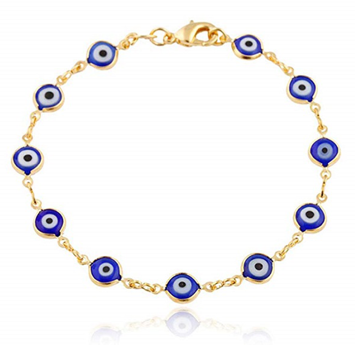 Gold Filled Evil Eye Multi Color Bracelet - Blue
