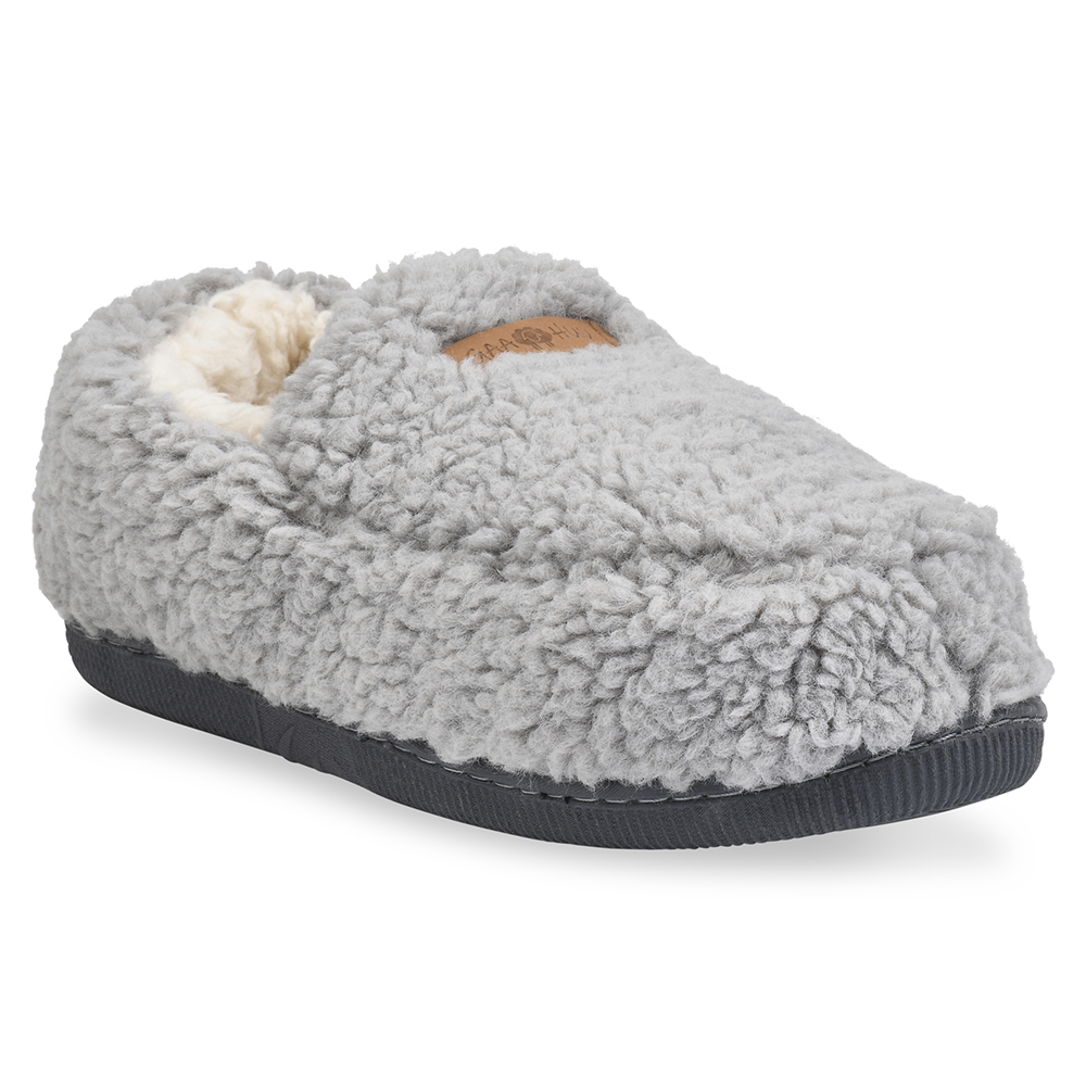Gaahuu Faux Wool Mocassin Slipper for Womens - grey small berber slipper