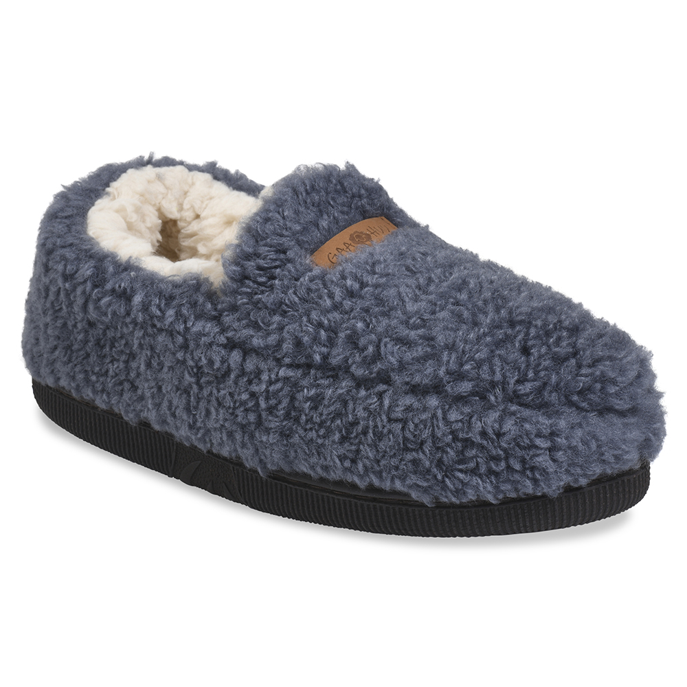 Gaahuu Faux Wool Mocassin Slipper for Womens - denim large berber slipper