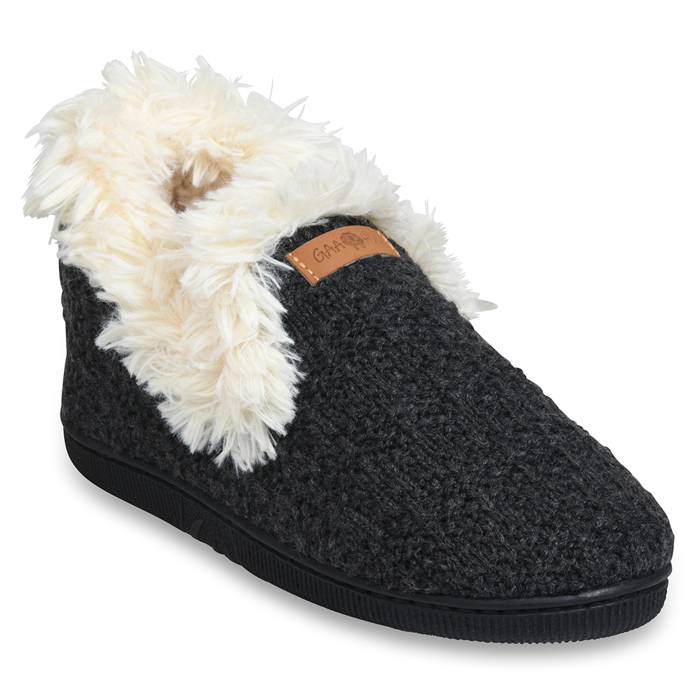 GaaHuu™ Women's Memory Foam Slipper Boots - charcoal grey small - textured knit