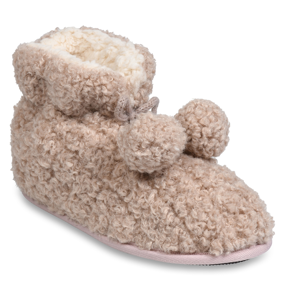 GaaHuu™ Women's Memory Foam Slipper Boots - cocoa medium quilted teddy pom slippers