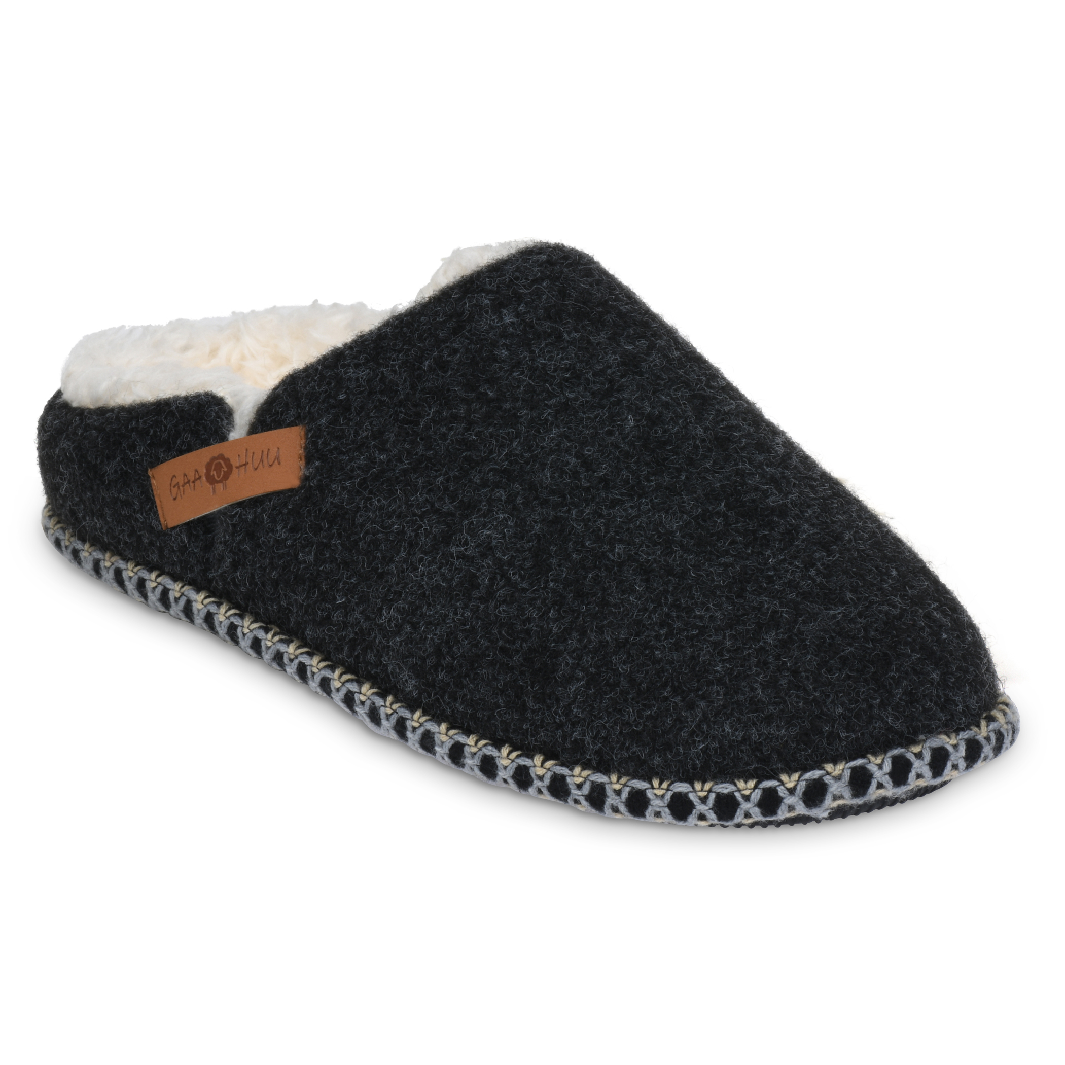 GaaHuu™ Memory Foam Clog Slippers for Women - black large felted clog