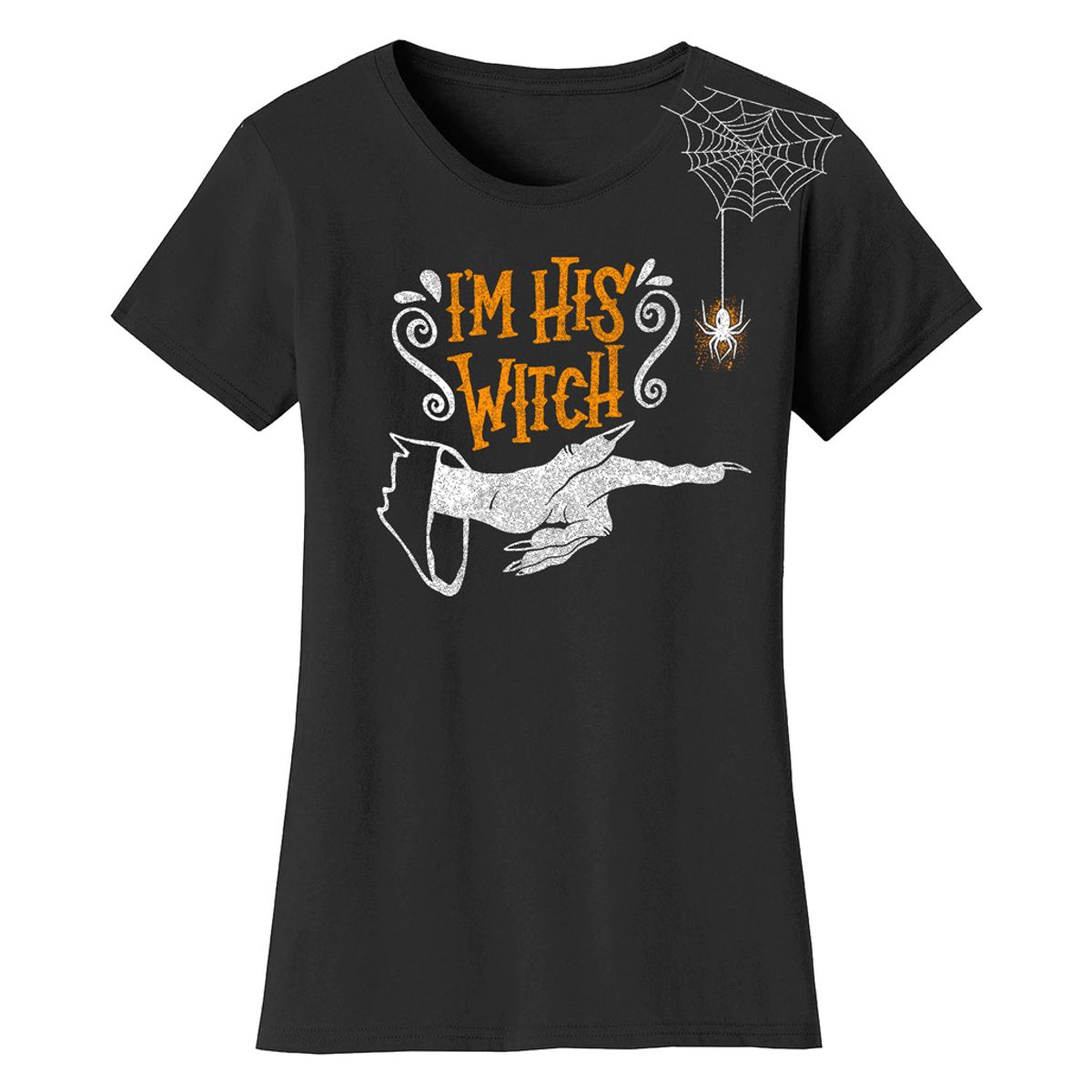 Women's Fun Halloween T-Shirts - I'm His Witch - Black / S