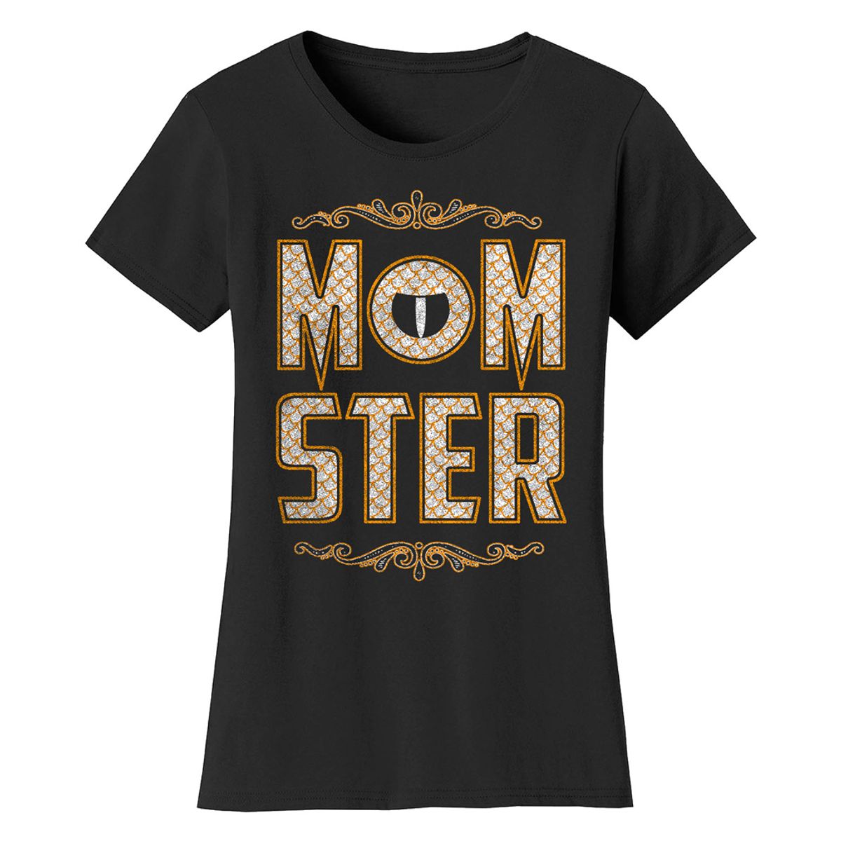 Women's 100% Cotton T-Shirts with Halloween Prints   - MOMSTER - Black / S