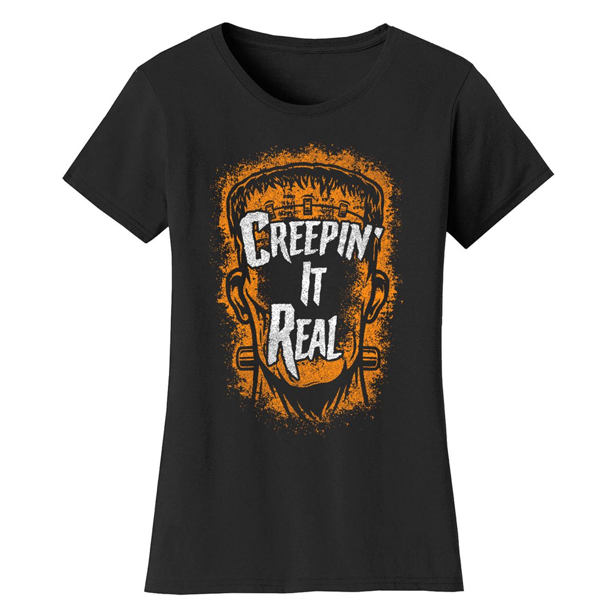 Women's 100% Cotton T-Shirts with Halloween Prints   - Creepin' It Real - Black / S