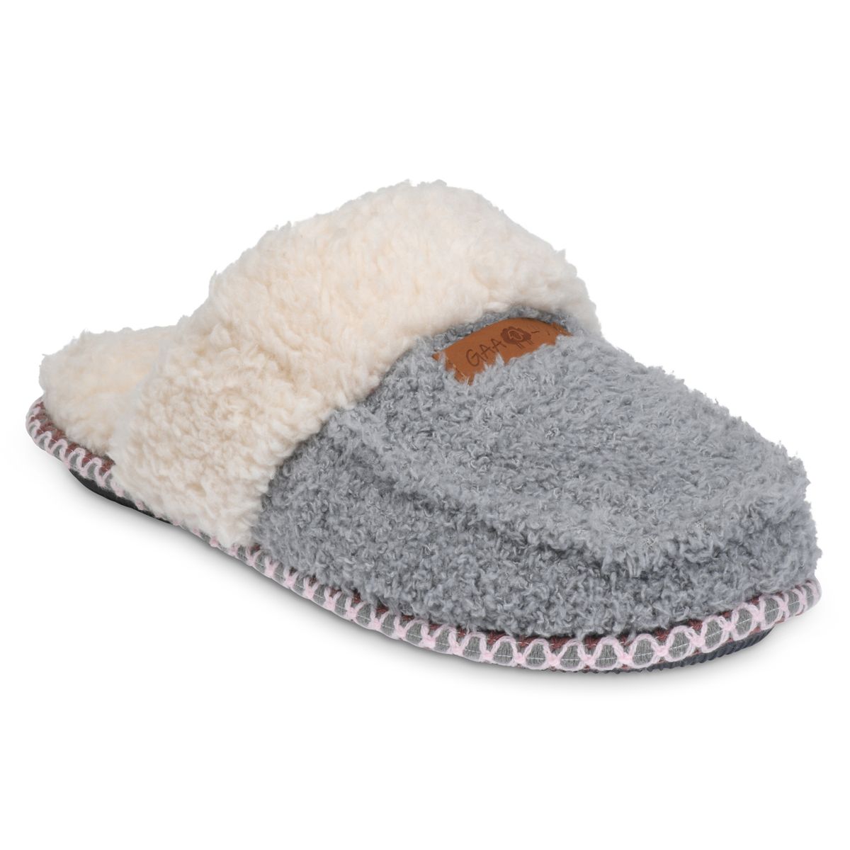 GaaHuu™ Women's Memory Foam Scuff Slippers - grey small with white cuff