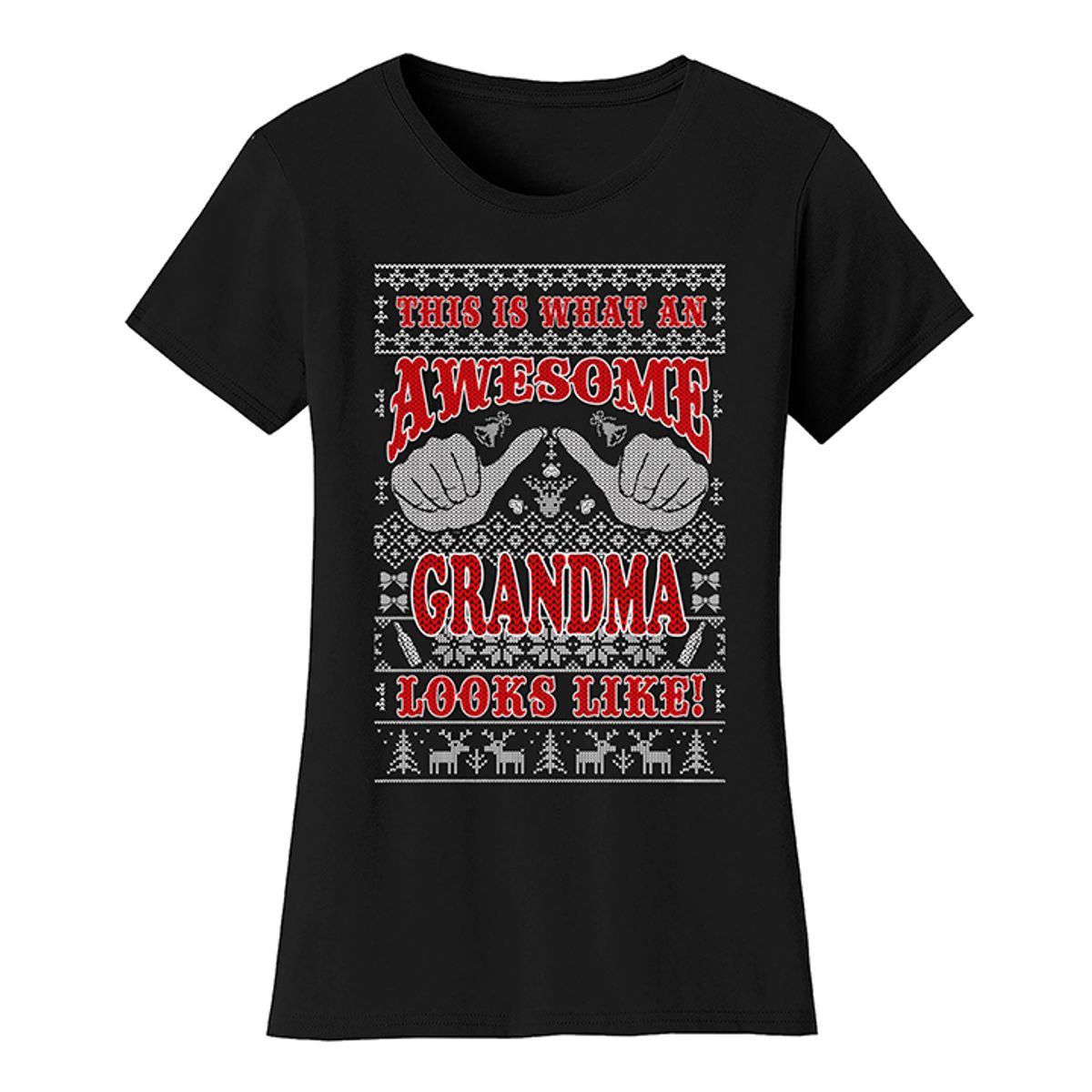 Women's Best Mom Christmas T-Shirts - This is What An Awesome Grandma Looks Like - Black / S