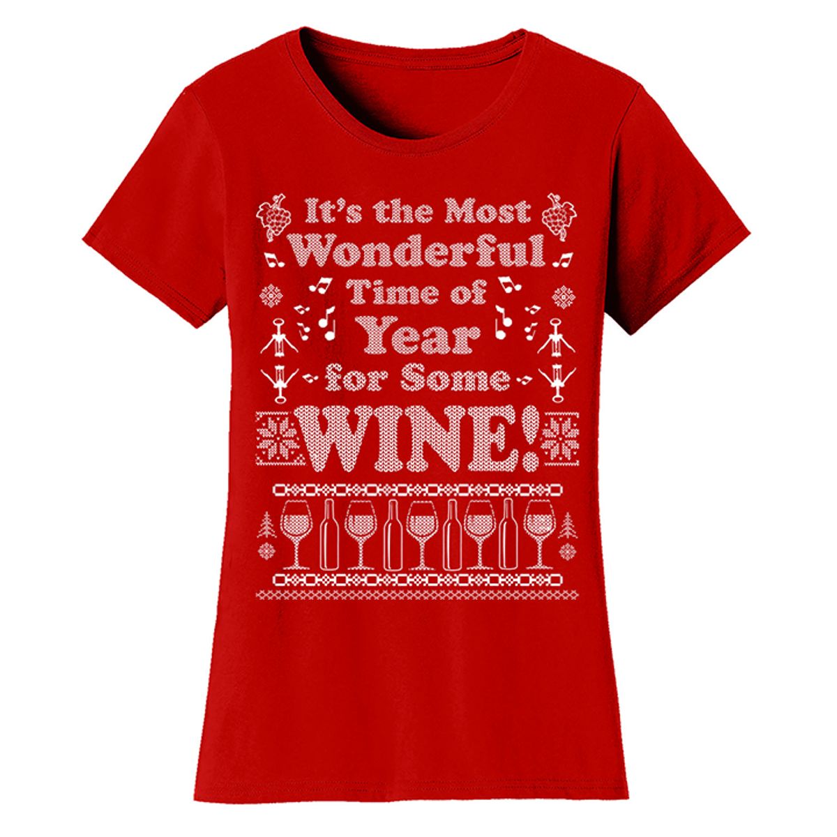 Women's Best Mom Christmas T-Shirts - It's The Most Wonderful Time of Year for Some Wine - Red / S
