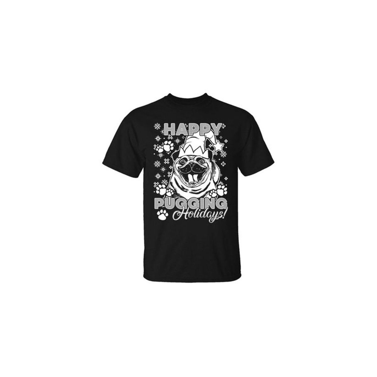Christmas Sweater Men's T-Shirts II - PUGGING / Black / 3XL