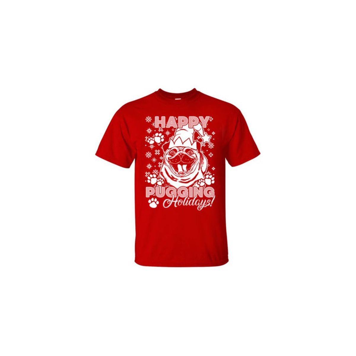 Christmas Sweater Men's T-Shirts II - PUGGING / Red / 3XL