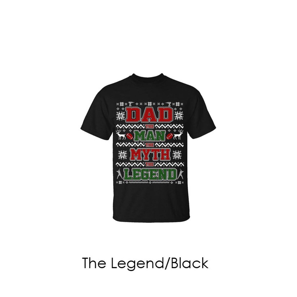 Men's Christmas Sweater T-Shirts - Dad and Grandpa Edition - The Legend/Black/2X