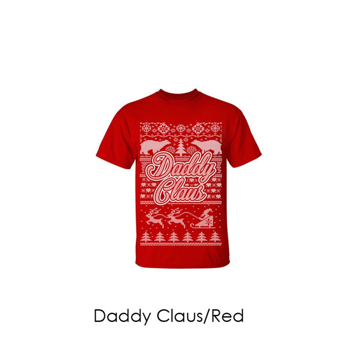 Men's Christmas Sweater T-Shirts - Dad and Grandpa Edition - Daddy Claus/Red/L