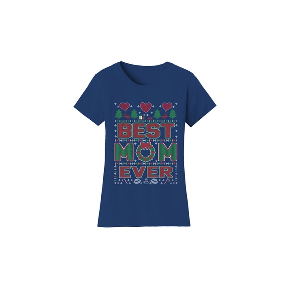 Women's Christmas Sweater T-Shirts - Mom and Grandma Edition - Best MOM Ever / Navy / MD