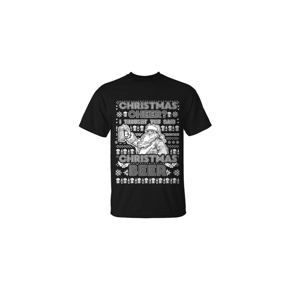Men's Funny Ugly Christmas Sweater Cotton T-Shirts - Christmas Cheer? Christmas Beer / Black / 2XL