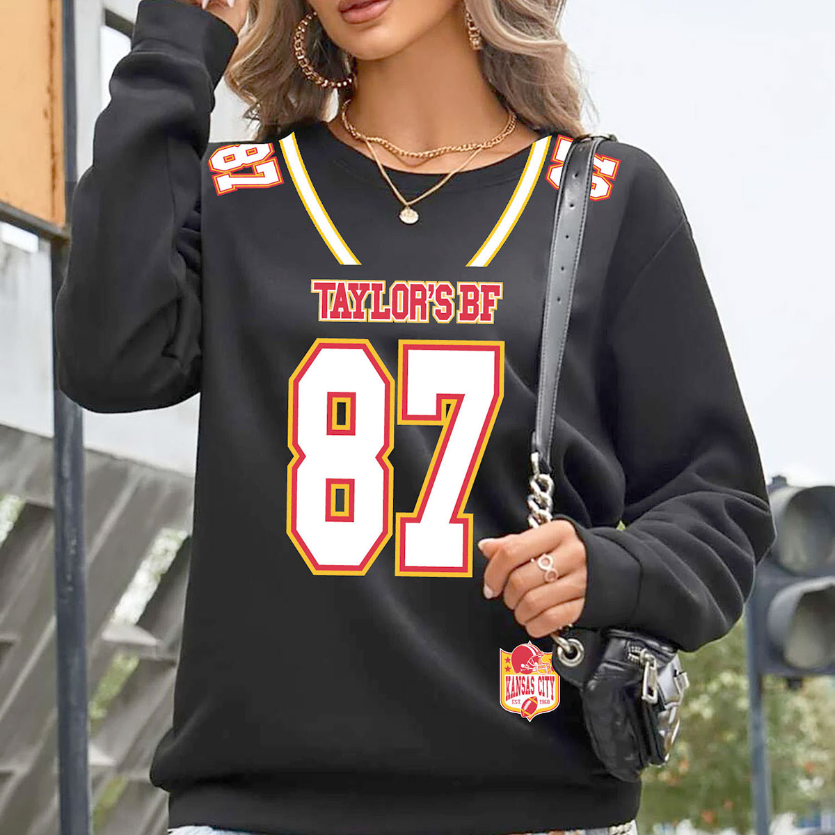Women's Kansas City Football Love ERA Sweatshirt or Hoodie - SS - Team Jersey - Black / S