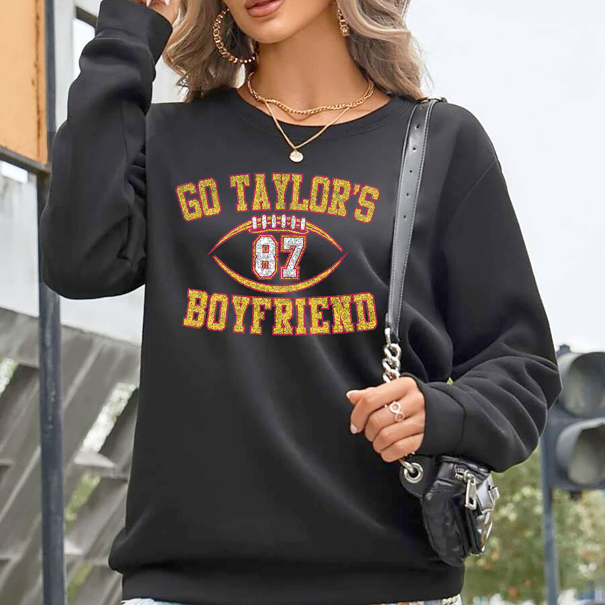 Women's Kansas City Football Love ERA Sweatshirt or Hoodie - SS - Football 87 - Black / S