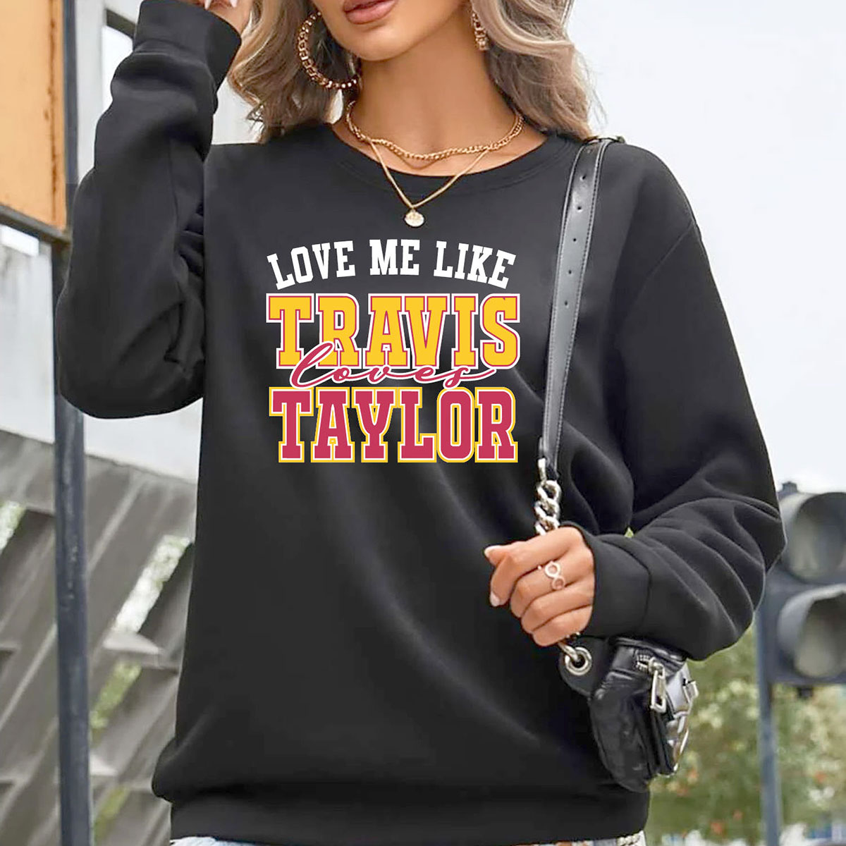 Women's Kansas City Football Love ERA Sweatshirt or Hoodie - SS - Love Me Like - Black / S