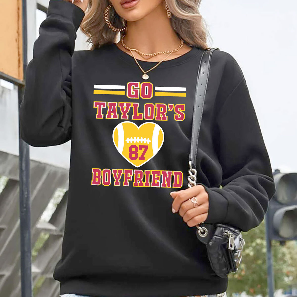 Women's Kansas City Football Love ERA Sweatshirt or Hoodie - SS - Heart 87 - Black / S