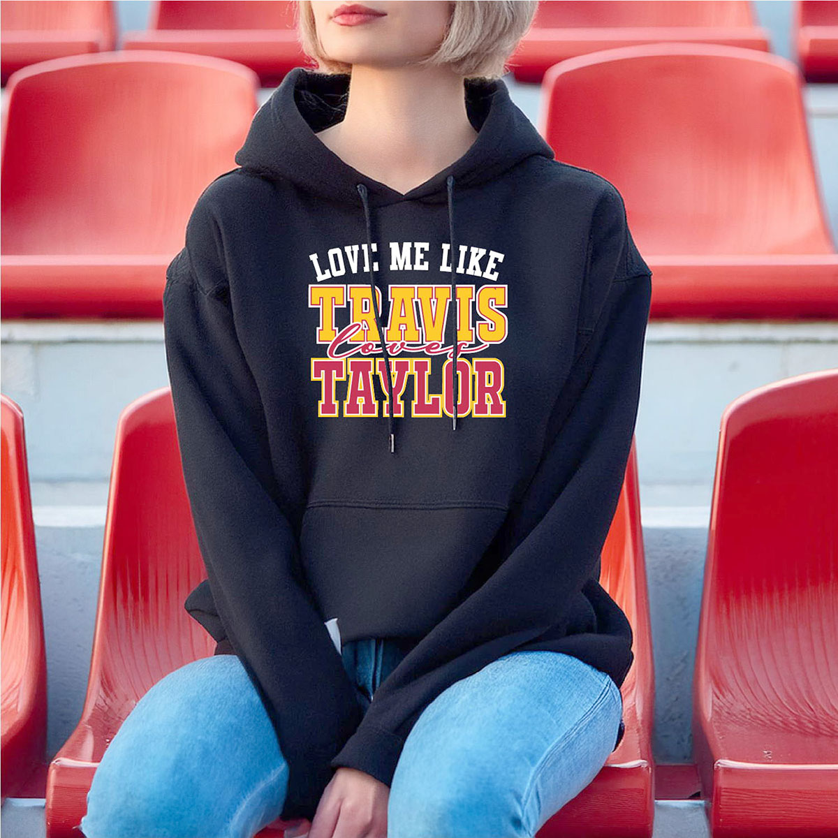 Women's Kansas City Football Love ERA Sweatshirt or Hoodie - PO HD - Love Me Like - Black / S