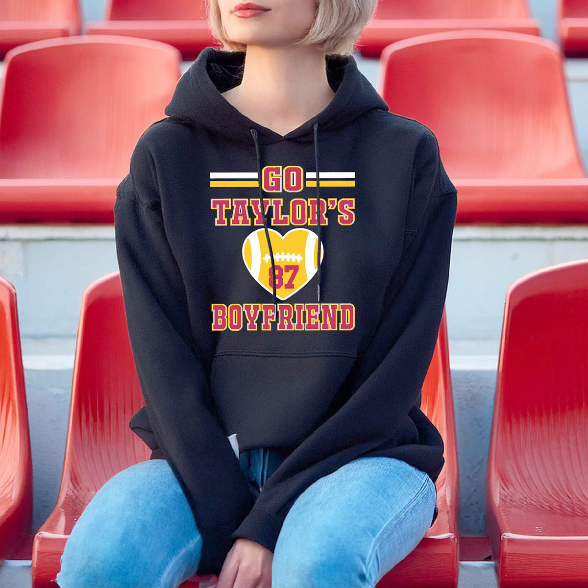 Women's Kansas City Football Love ERA Sweatshirt or Hoodie - PO HD - Heart 87 - Black / S