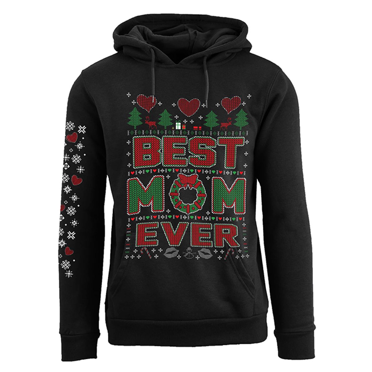Women's Funny Holiday Pull Over Hoodie - Best Mom Ever - Black - S