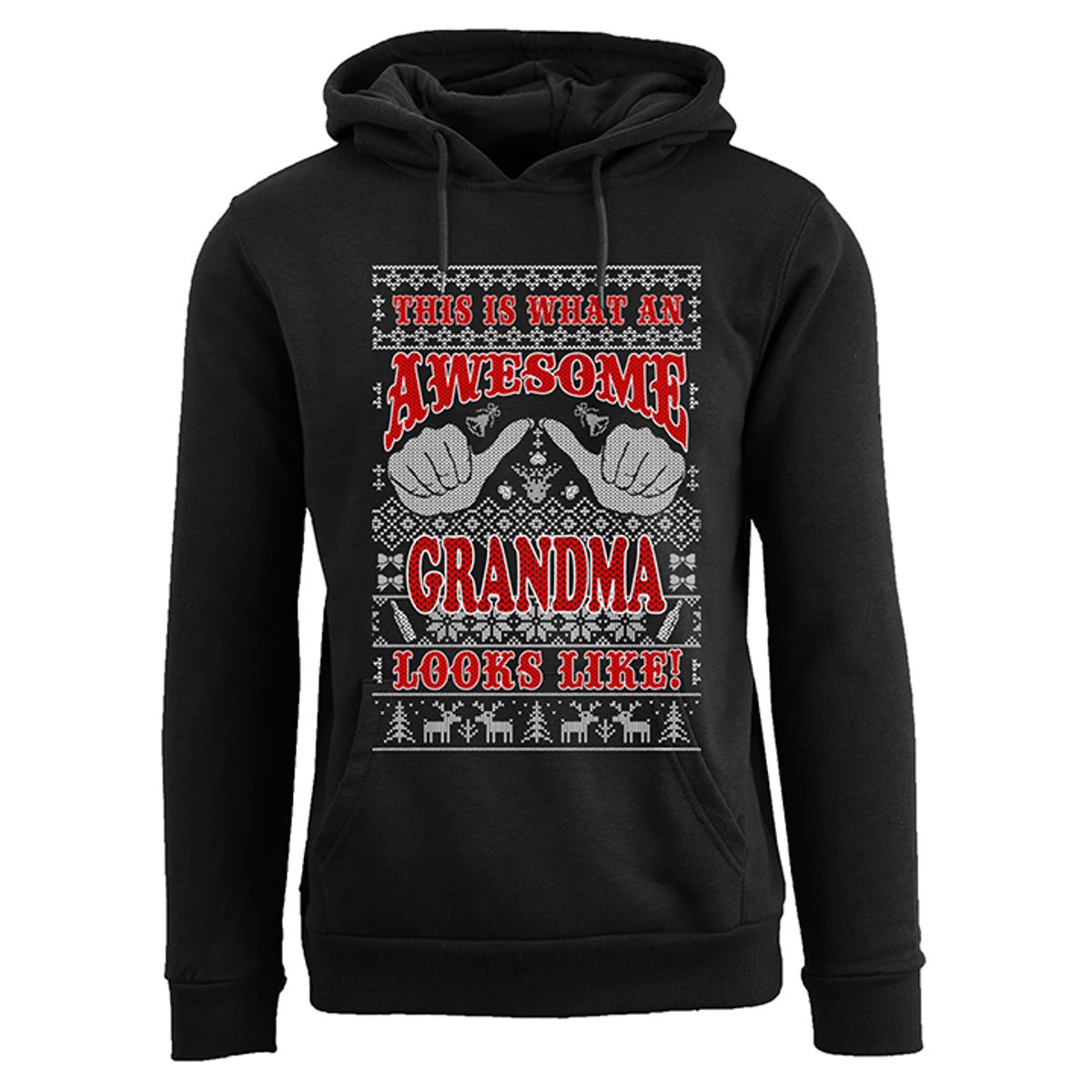 Women's Funny Holiday Pull Over Hoodie - This is What An Awesome Grandma Looks Like - Black - 2XL