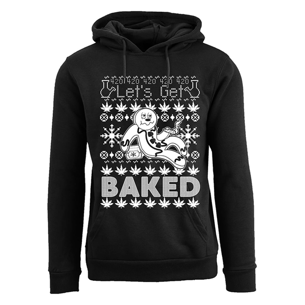 Women's Funny Holiday Pull Over Hoodie - Baked - Black - L