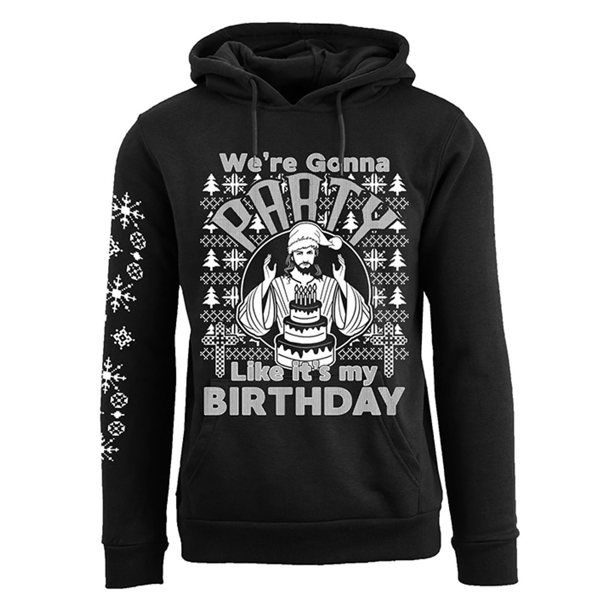 Women's Funny Holiday Pull Over Hoodie - We're Gonna Party Like It's My Birthday - Black - XL