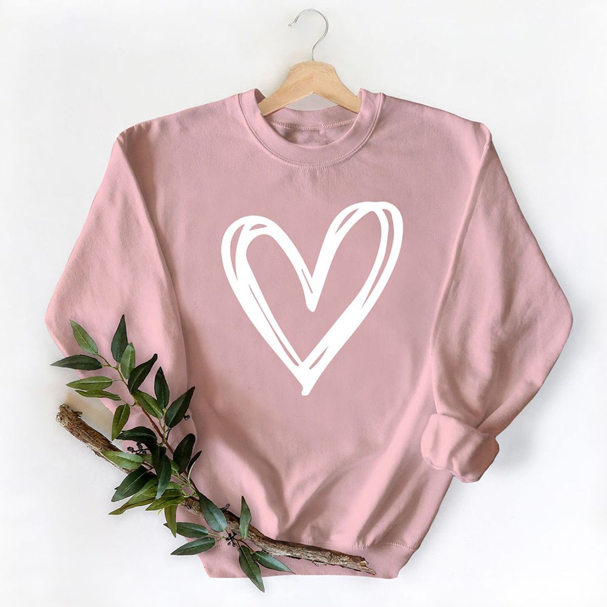 Women's Valentine's Day Sweatshirt - Scribble Heart - Pink / S