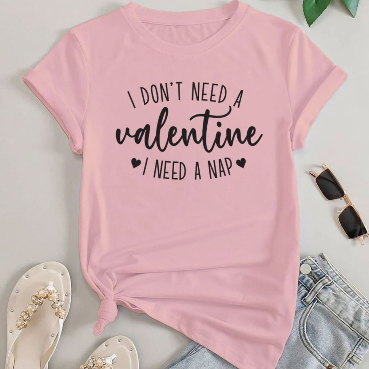 Women's Valentine's Day T-Shirt - Small - Pink - I Don't Need a Valentine