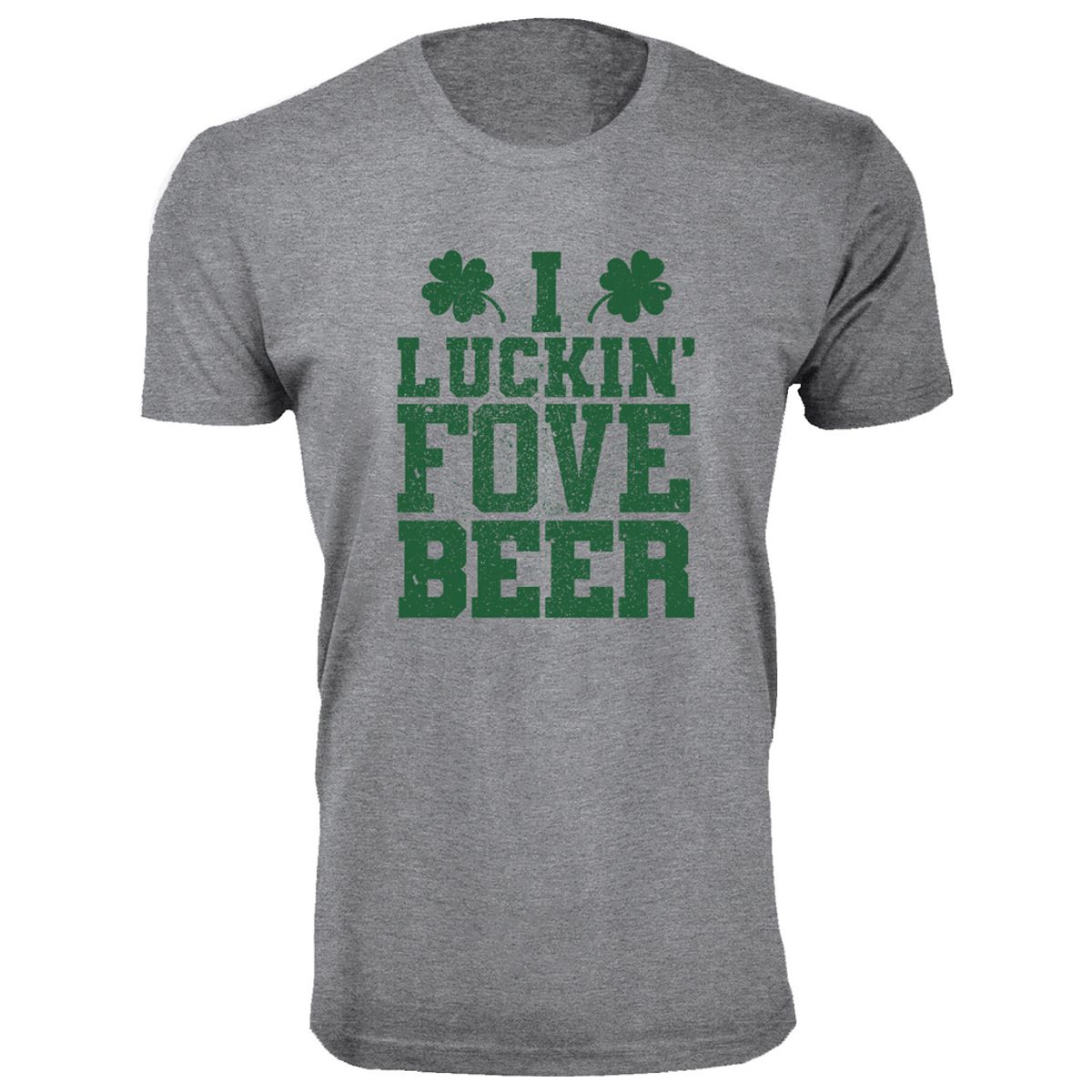 Men's St. Patrick's Day T-Shirts - Men's St. Patrick's Day Lucky T-Shirts - I Luckin Fove Beer - Heather Grey / 3XL