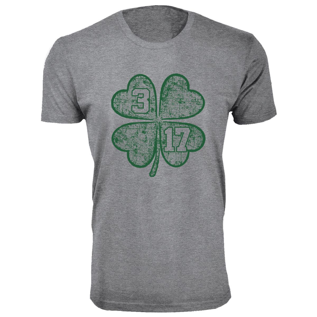 Men's St. Patrick's Day T-Shirts - Men's St. Patrick's Day Lucky T-Shirts - Clover 3 17 - Heather Grey / M