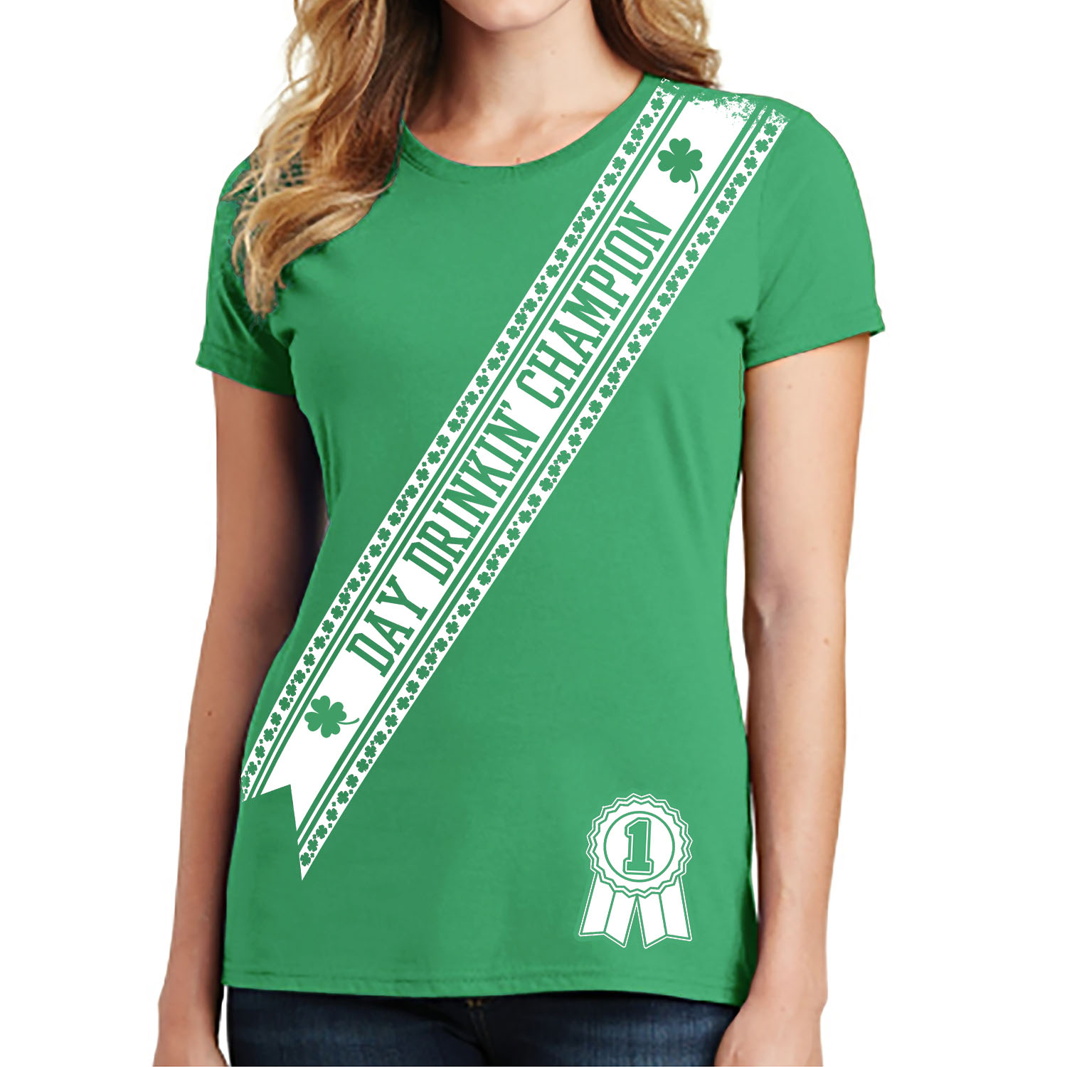 Women's St. Patrick's Day Lucky T-Shirts - Day Drinkin Champion - L